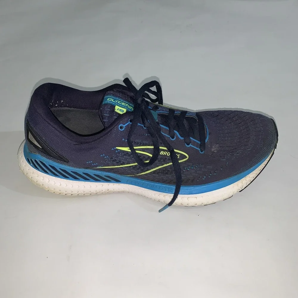 Brooks Glycerin GTS 19 Shoes Mens Size 9.5 Blue Mesh Running Sneakers Cushioned